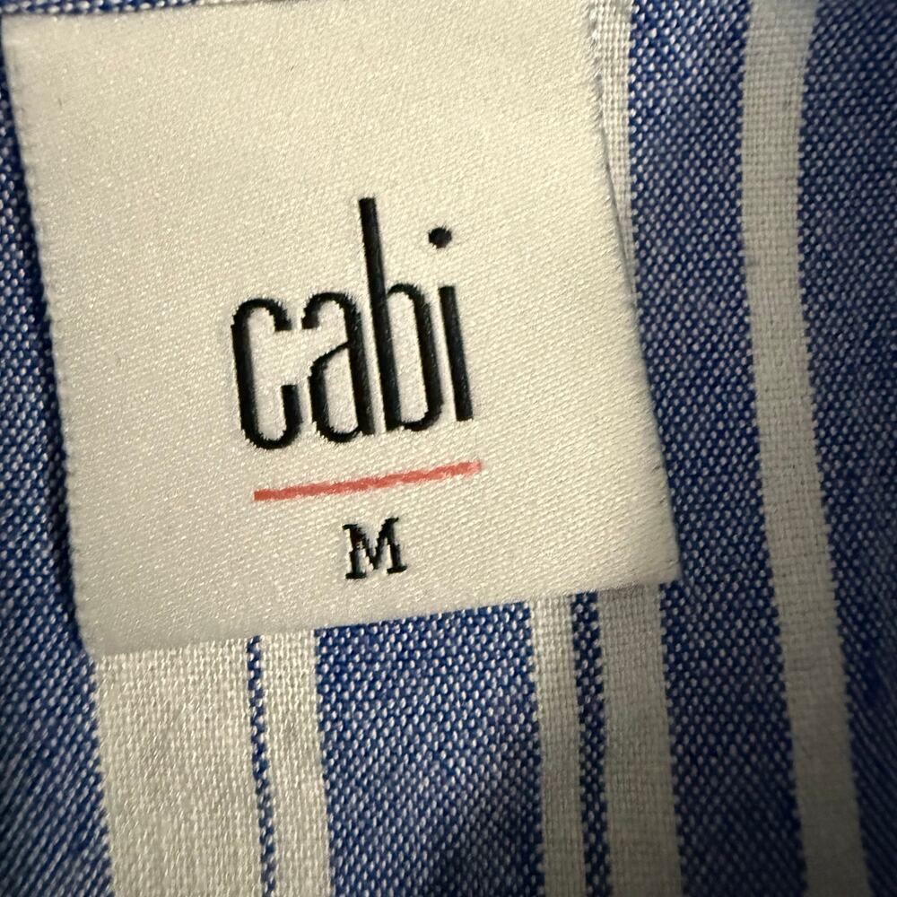 Cabi Style 5343 Blue White Short Sleeve Linen Blouse Size Medium - Picture 7 of 8